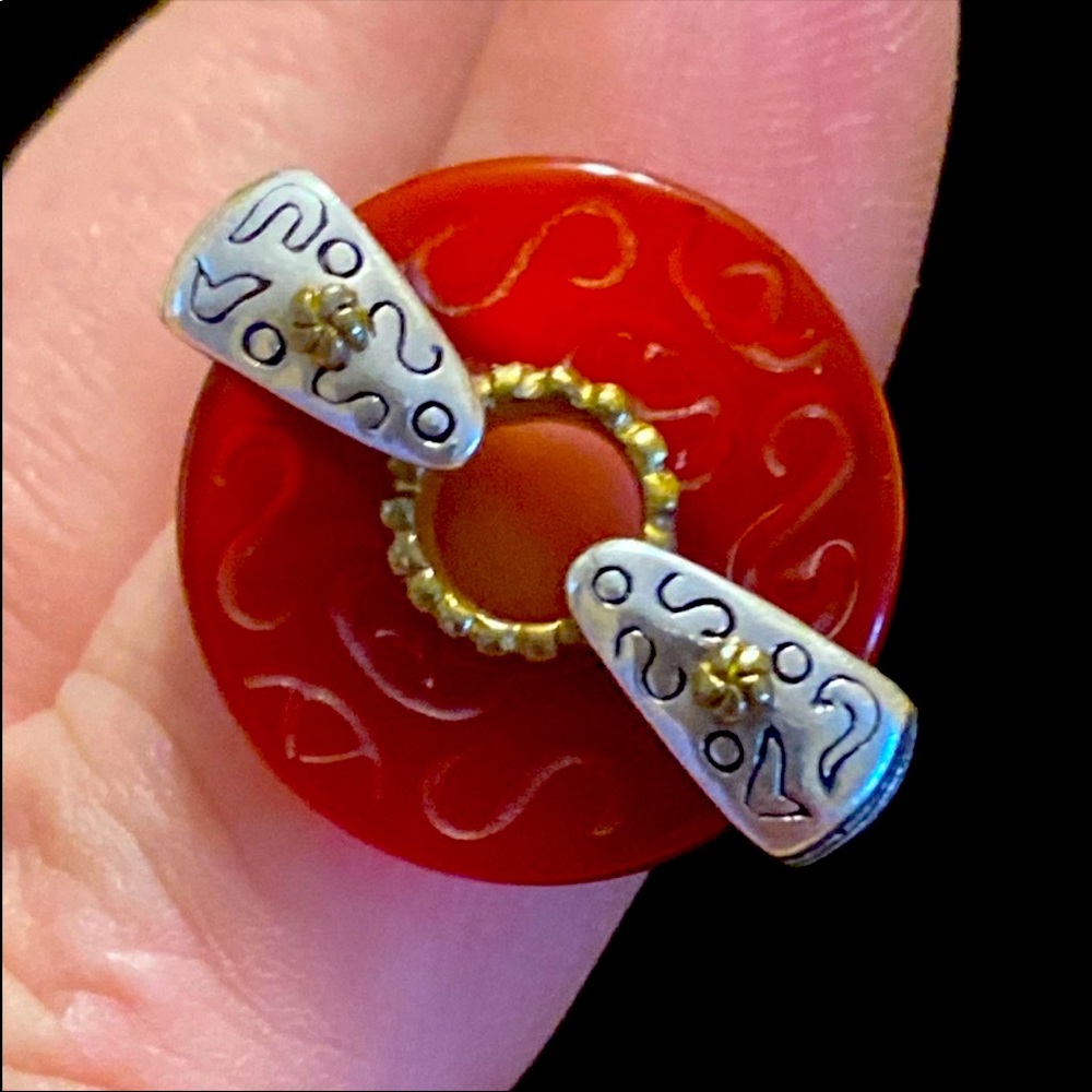 Silpada ring, silver and coral, size 7